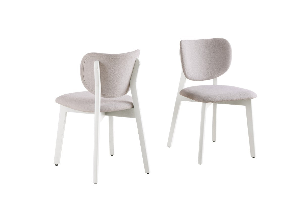 Luna 5-Piece Round Dining Set – Matte White Table with Upholstered Chairs
