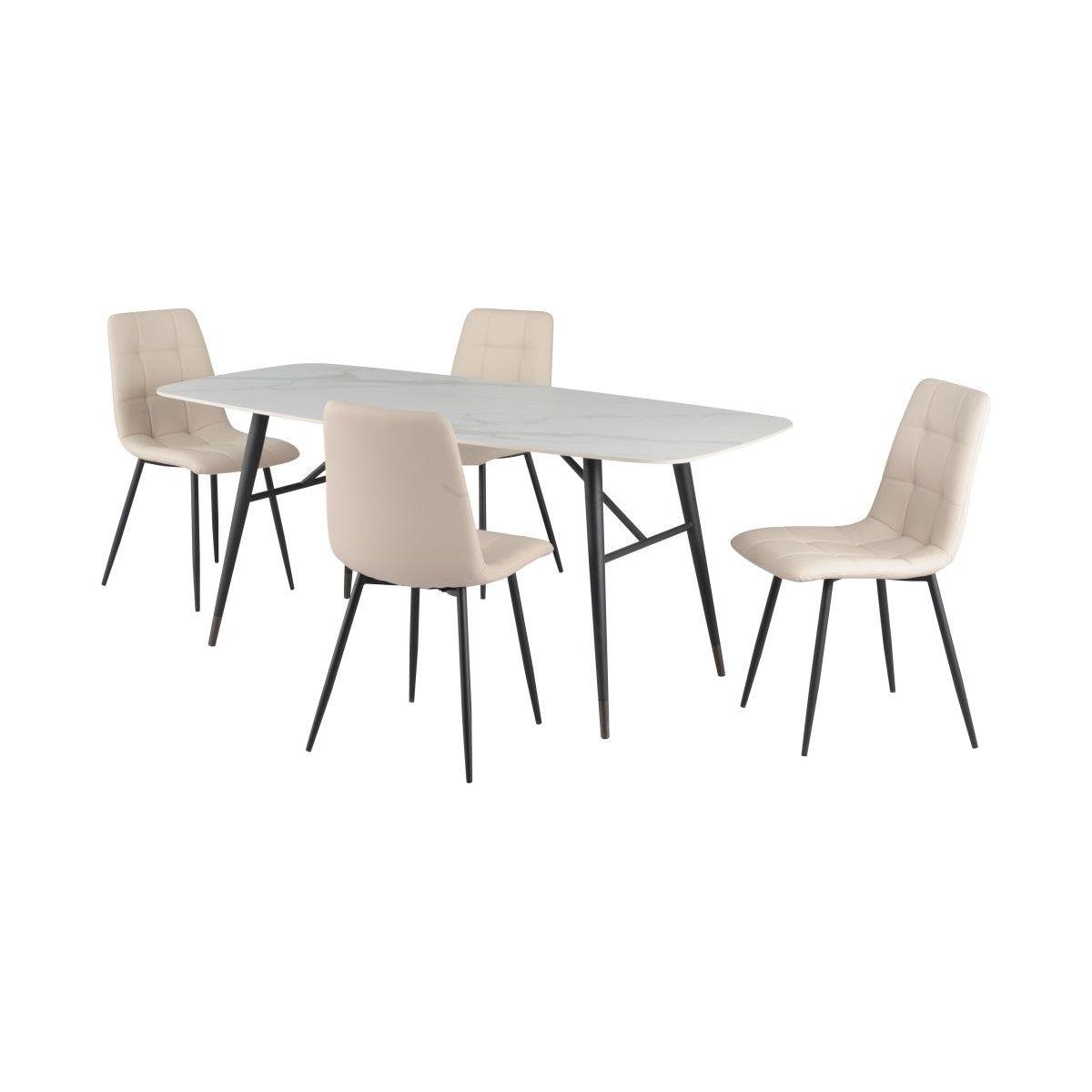 Nolan Dining Set - White/beige
