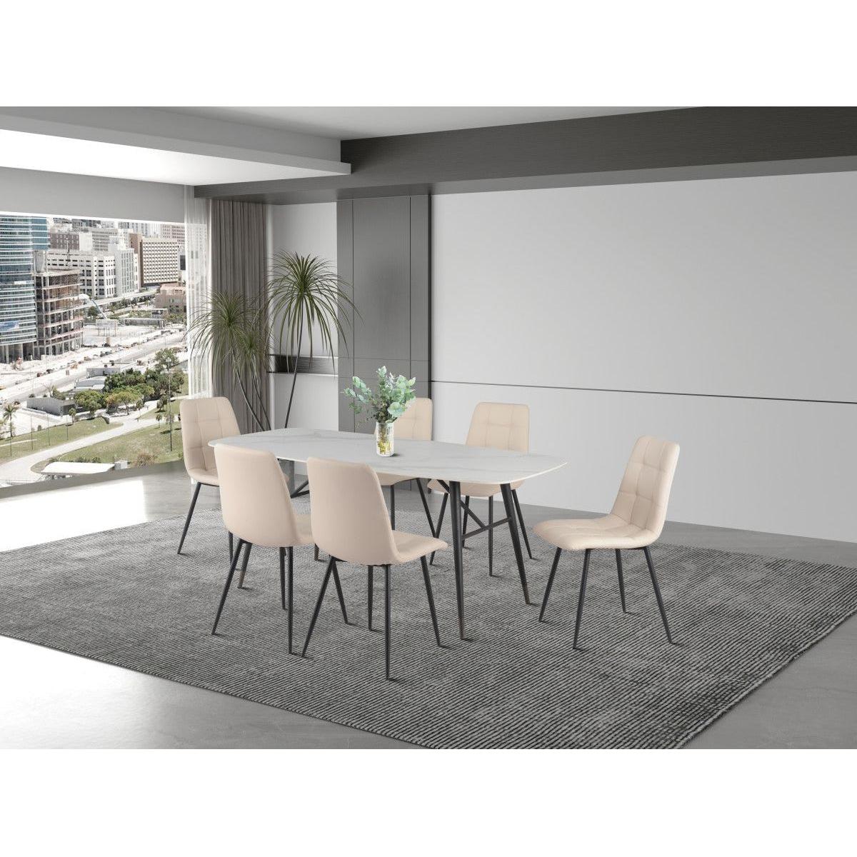 Nolan Dining Set - White/beige