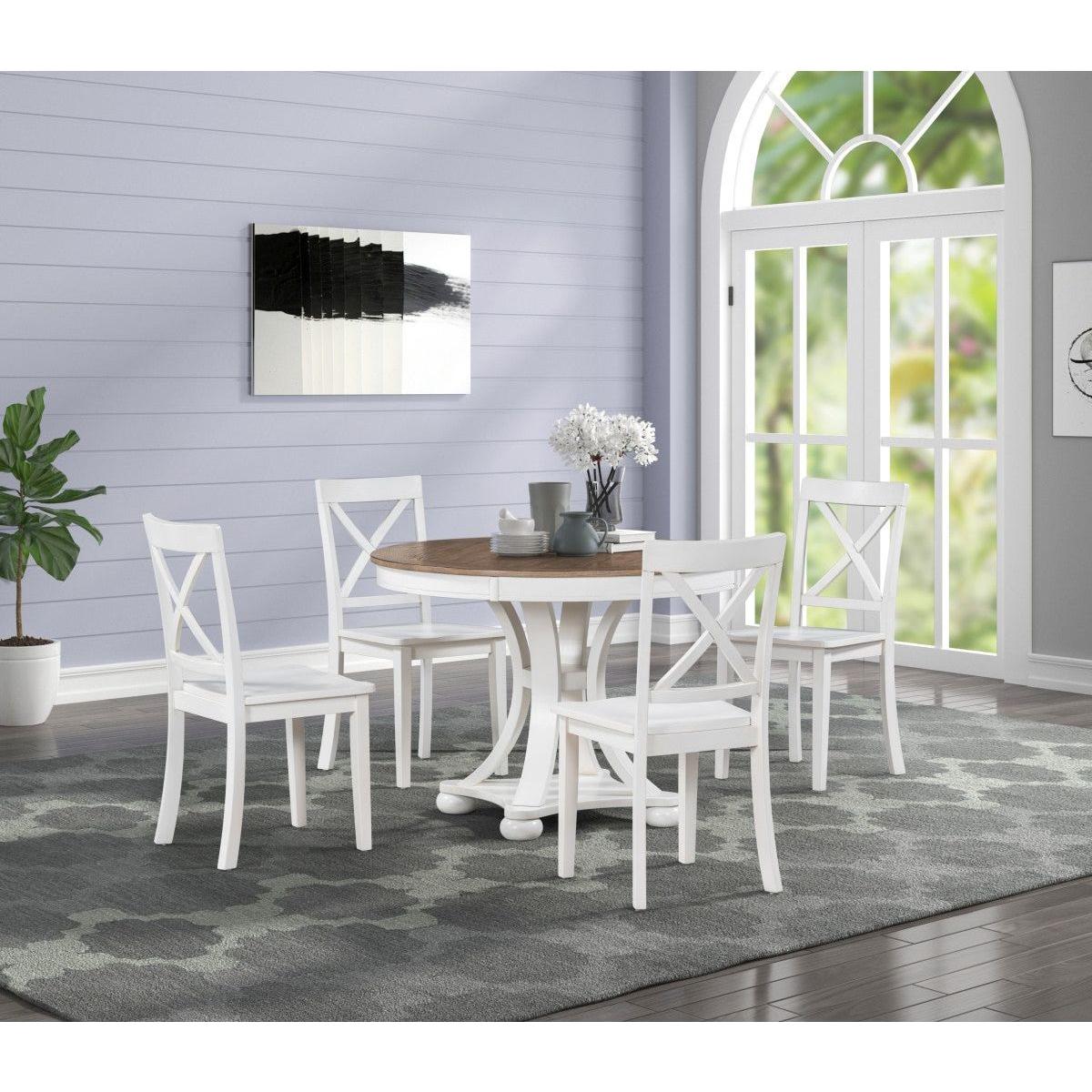 Paige 5-Piece Dining Set - Natural Oak/Antique White