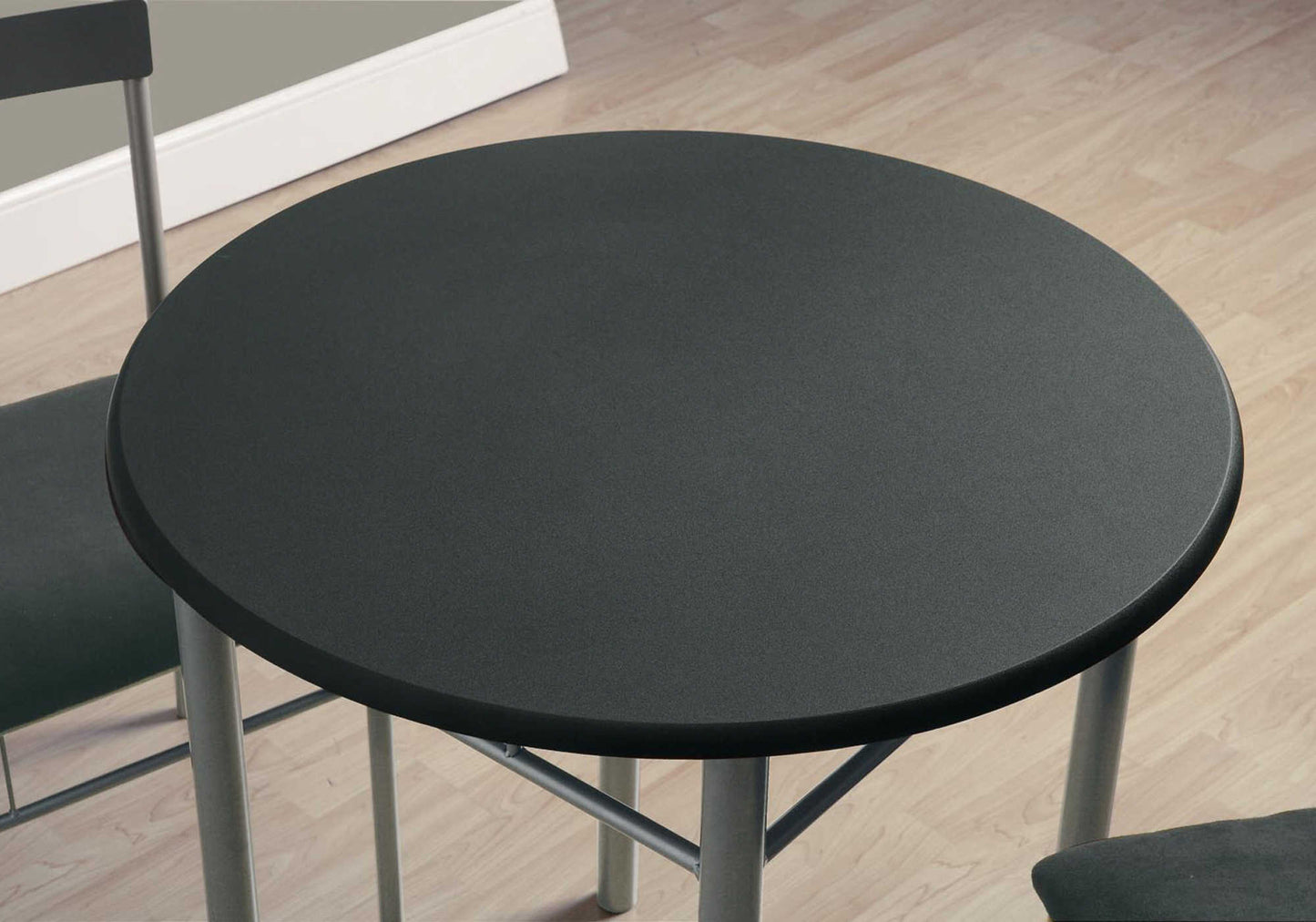 5-Piece Metal Dining Set – Black Table with Faux Leather Chairs