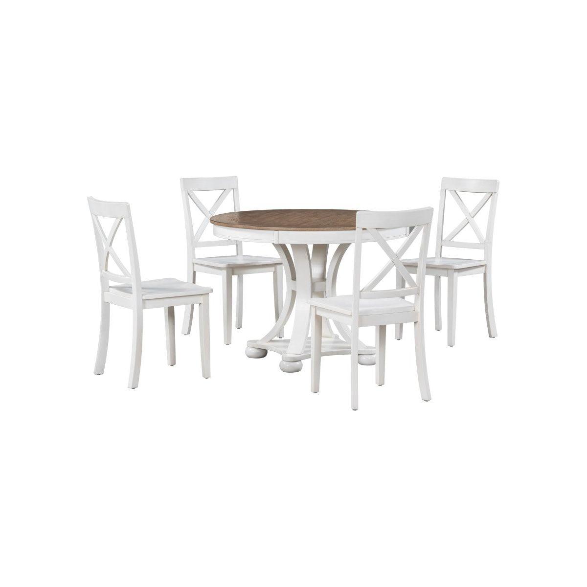 Paige 5-Piece Dining Set - Natural Oak/Antique White