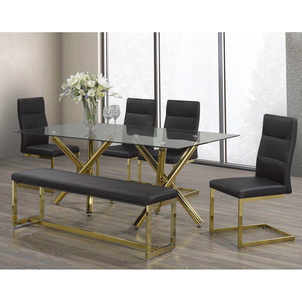 Celeste Dining Set, Black/Gold