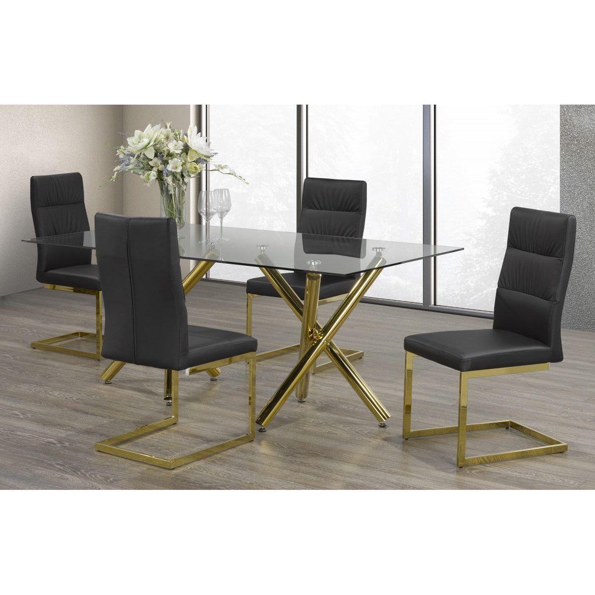 Celeste Dining Set, Black/Gold