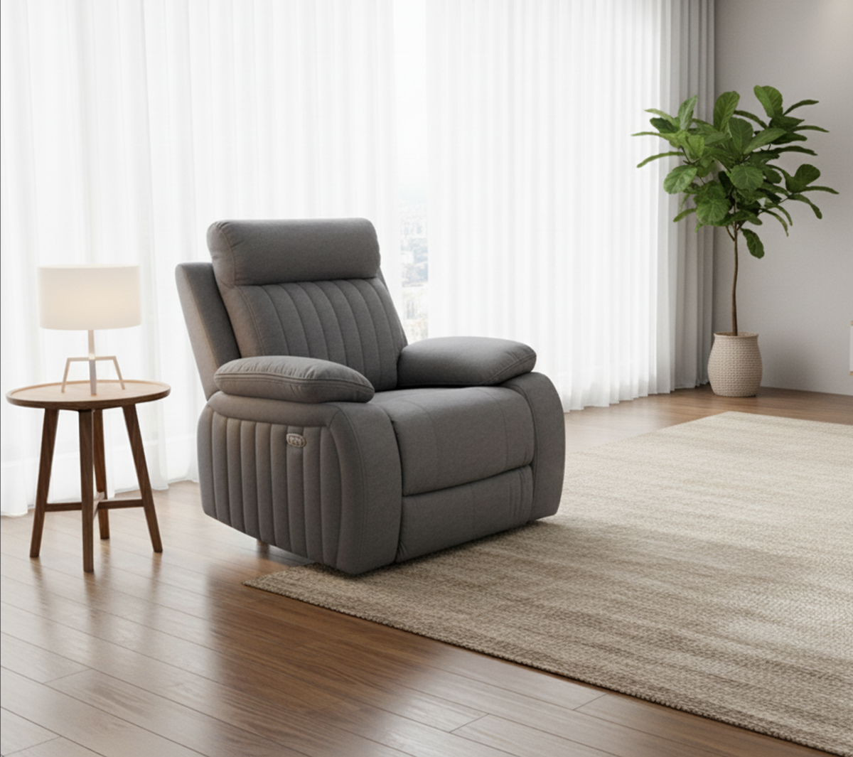 Contemporary Chair | Fabric | Grey | Elyse Glider Recliner Collection