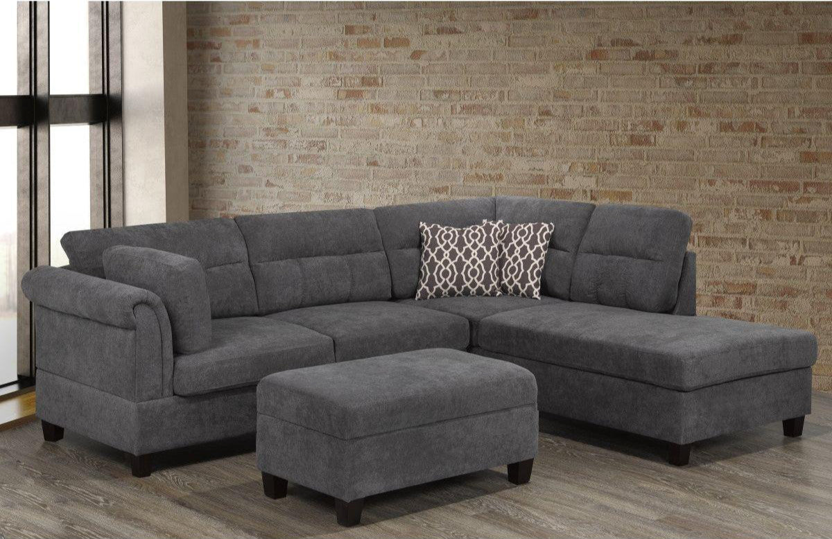 Gemma Sectional & Ottoman - Grey
