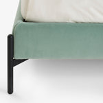 Blythe Velvet Upholstered Platform Bed - Sage Green