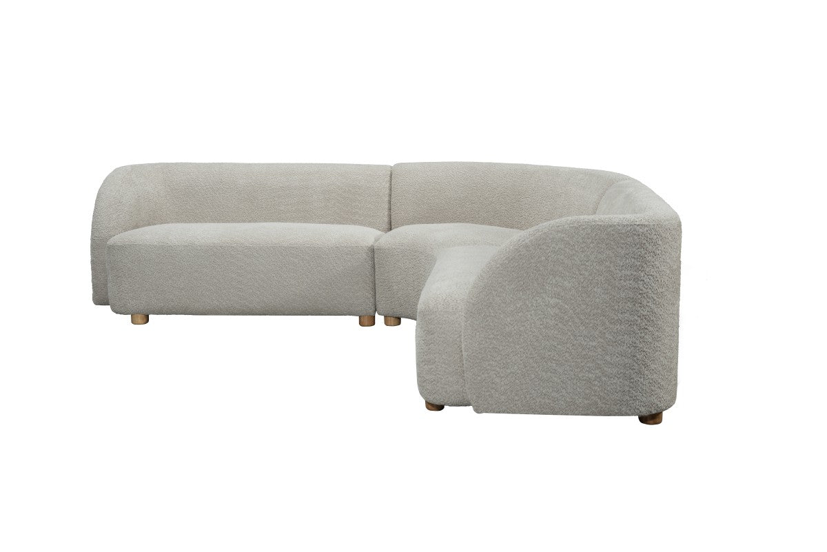 Raya Modern Curved Modular Sectional Sofa – Textured Cream Bouclé