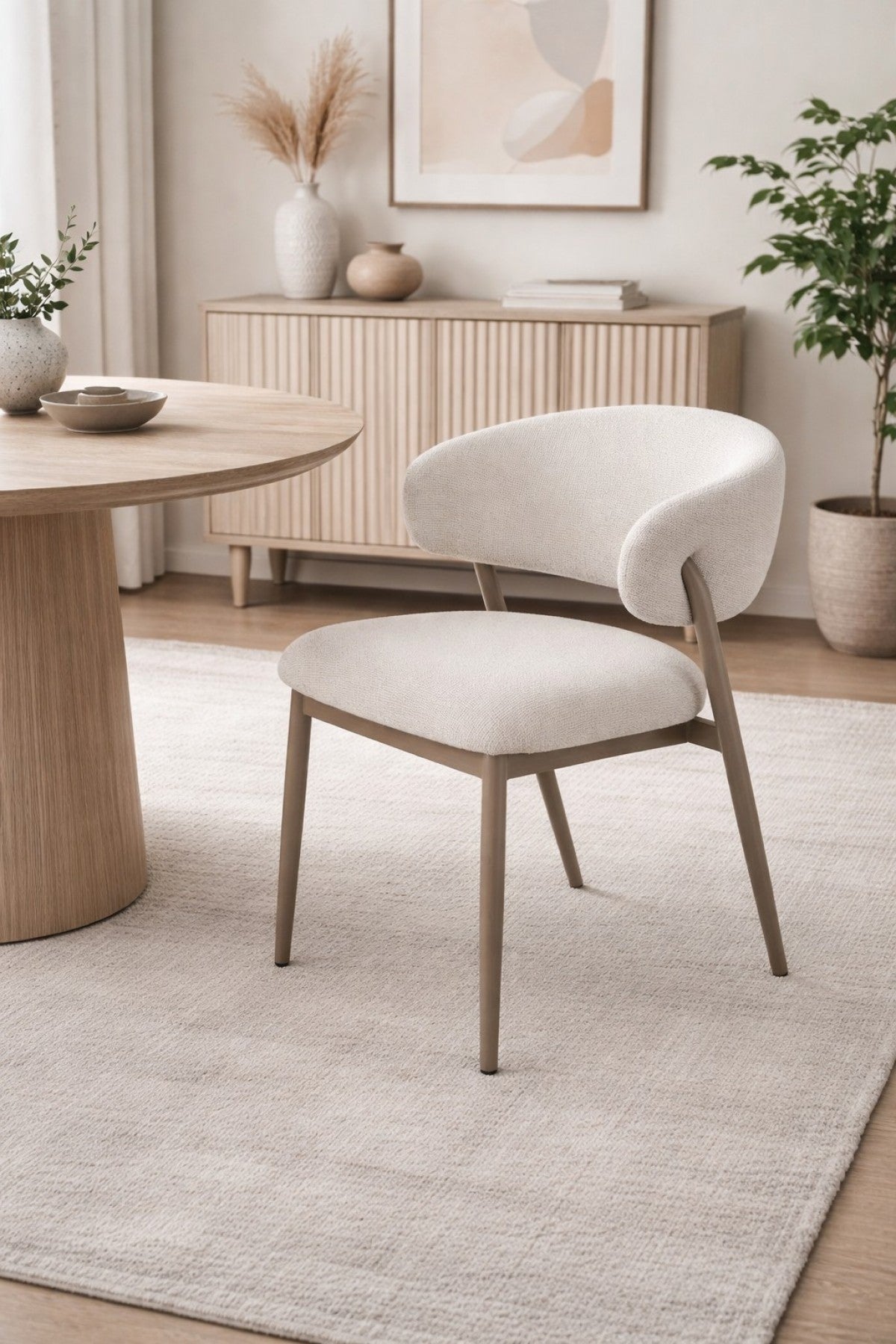 Contemporary Dining Chair | Fabric & Iron | Beige | Nova Dining Chair Collection