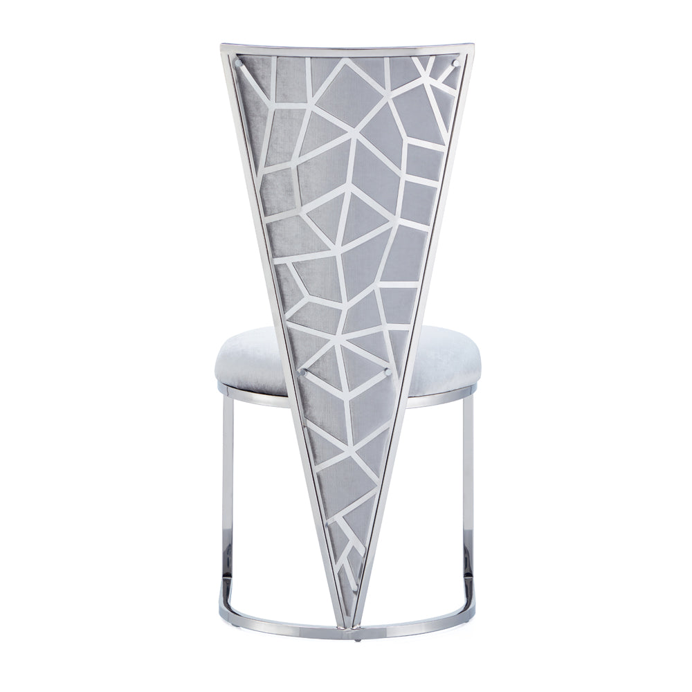 Turin Dining Chair – Grey Velvet & Polished Steel