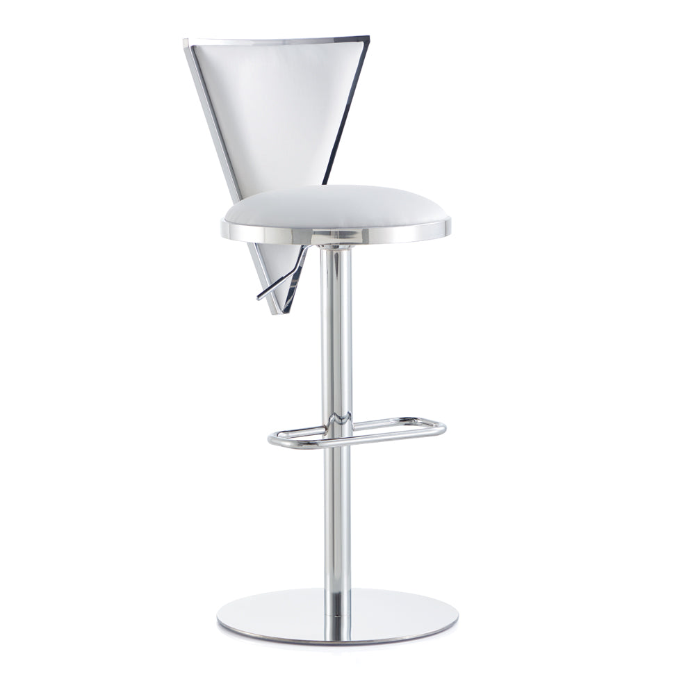 Turin Adjustable Bar Stool – White Leatherette