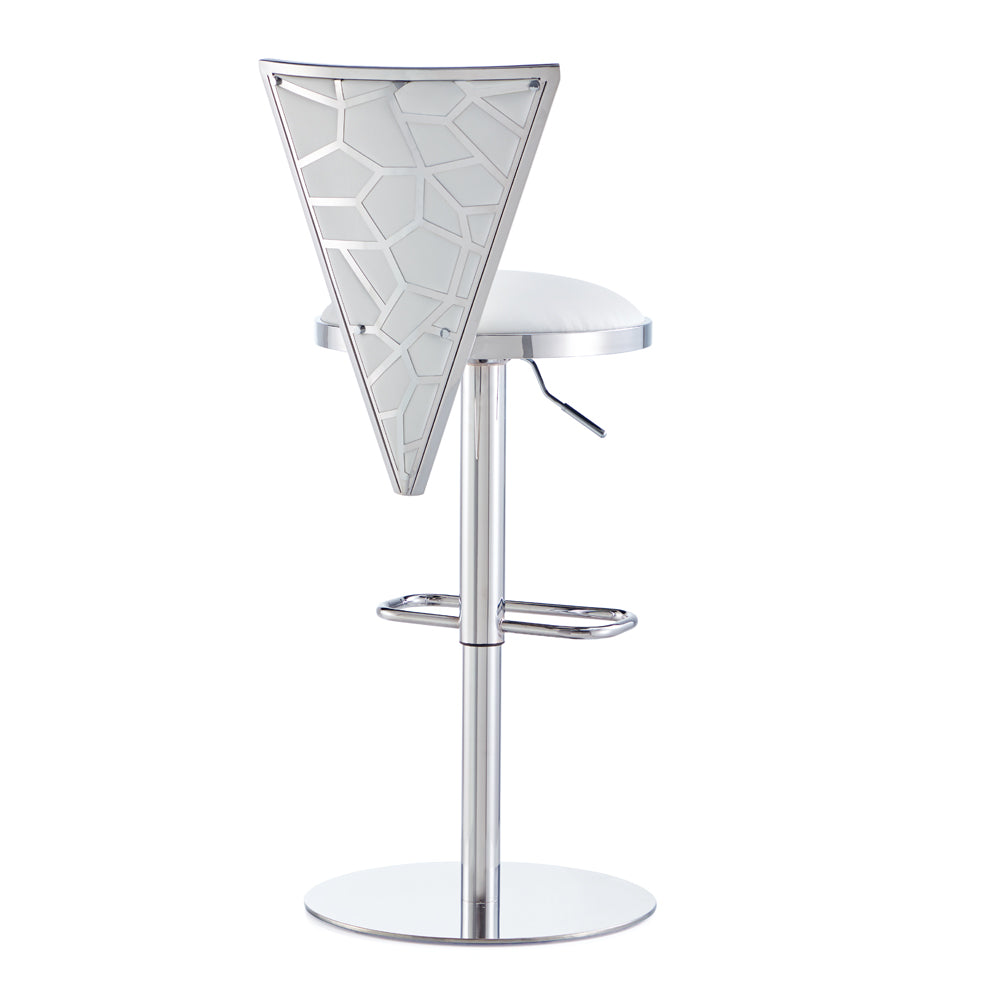 Turin Adjustable Bar Stool – White Leatherette