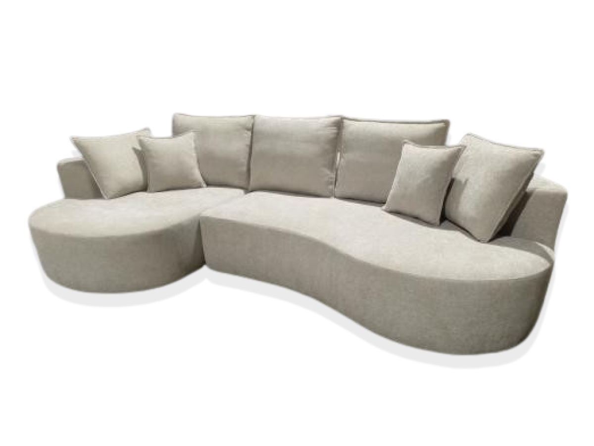 Monaco Curved Sectional Sofa, Beige