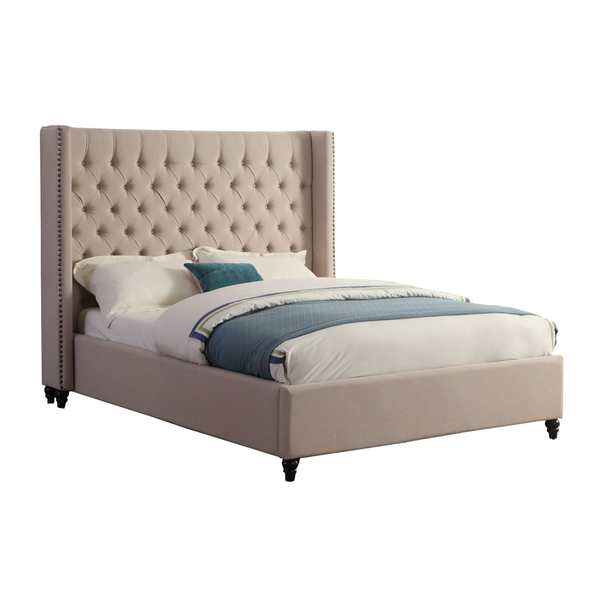 Modern Upholstered Platform Bed | Tufted | King Brown | Melo Platform Bed Collection
