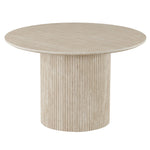 Alden Round Dining Table, 47" - Ivory/Travertine