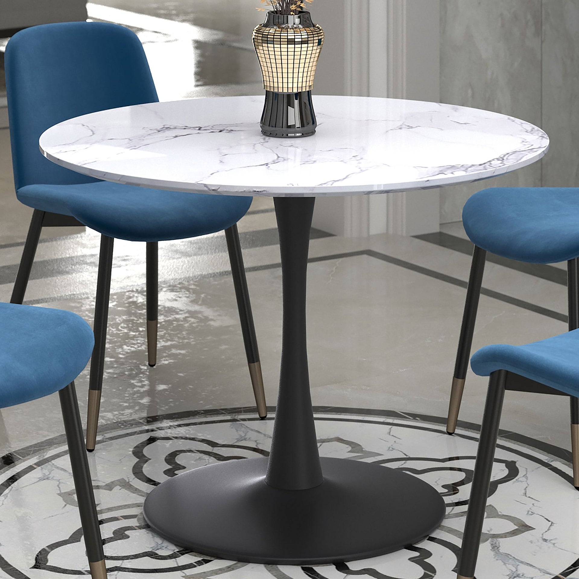 Zilo 40" Round Pedestal Dining Table , Black