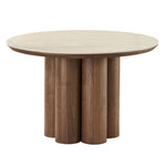Briar Round Dining Table, 47" - Walnut/Travertine