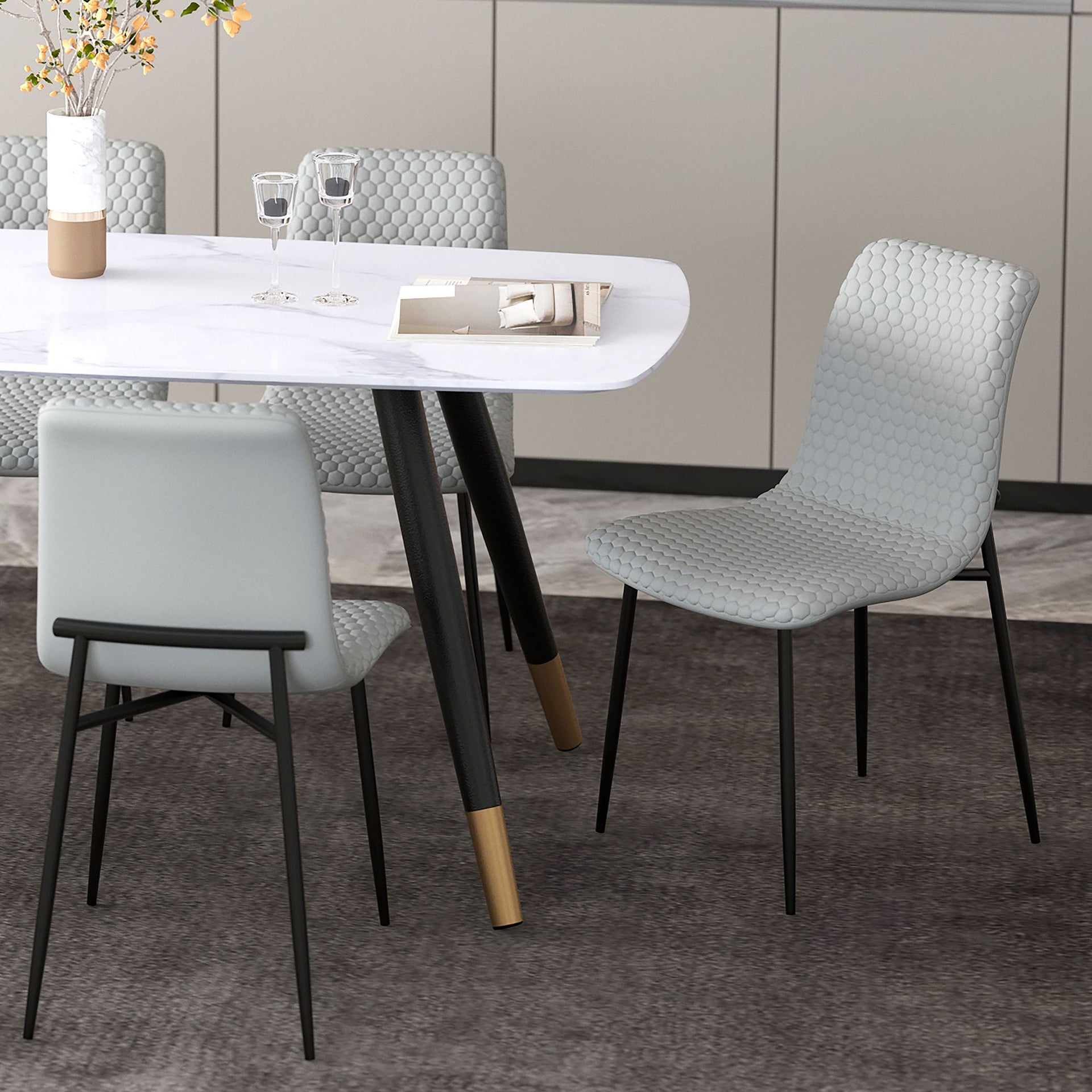 Brixx Dining Chair, Faux Leather, Set Of 2 , Grey