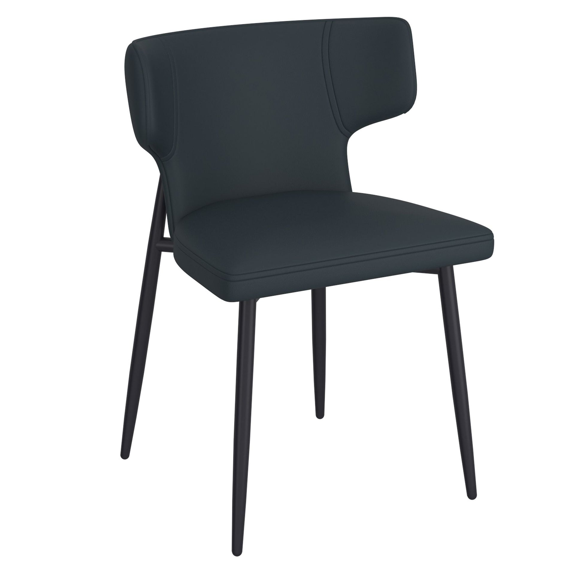 Olis Dining Chair, Faux Leather, Set Of 2 , Black