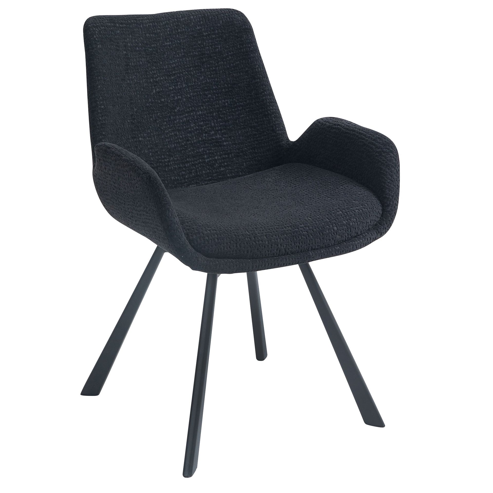 Signy Swivel Dining Chair, Set Of 2, Black