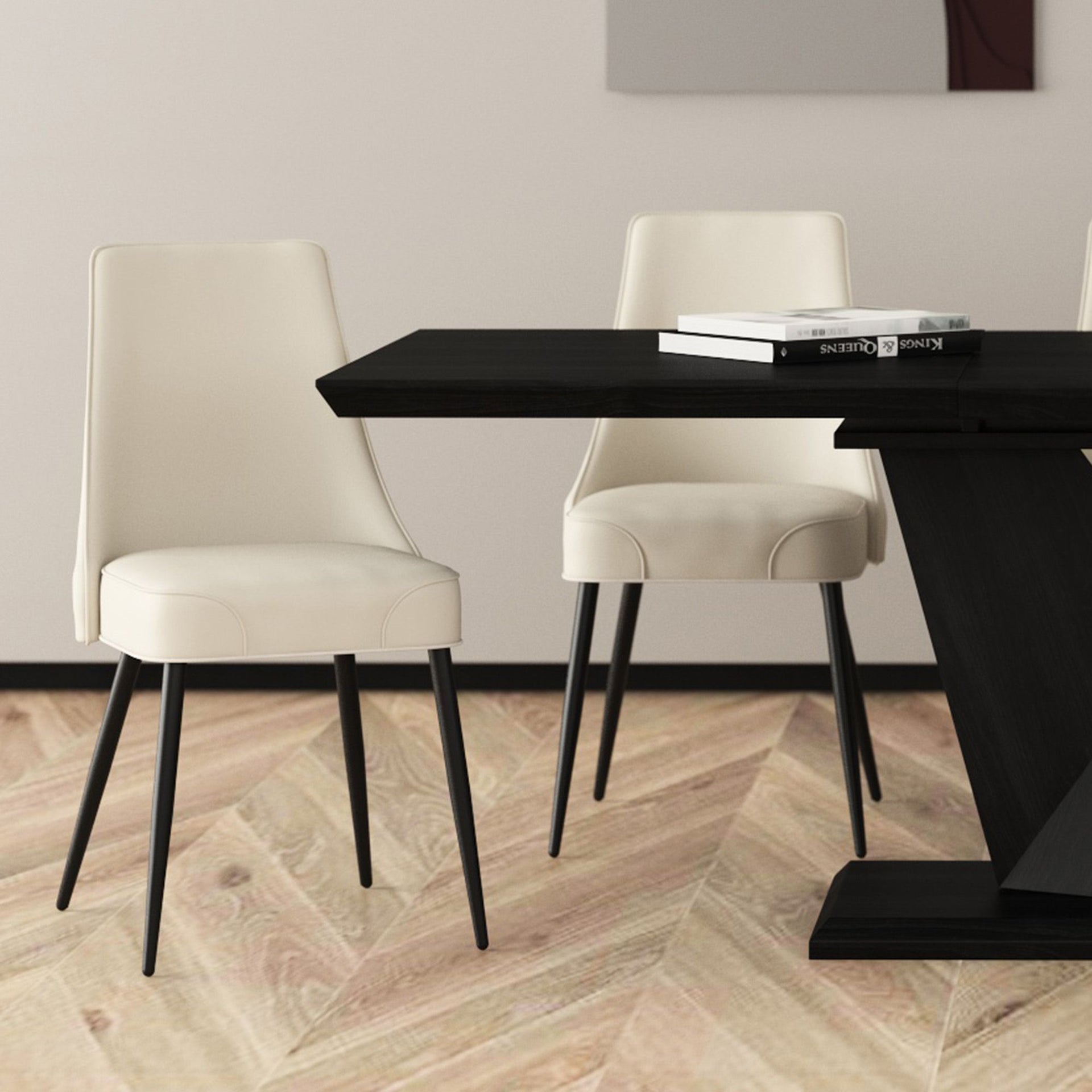 Koda Dining Chair, Faux Leather, Set Of 2 , Beige