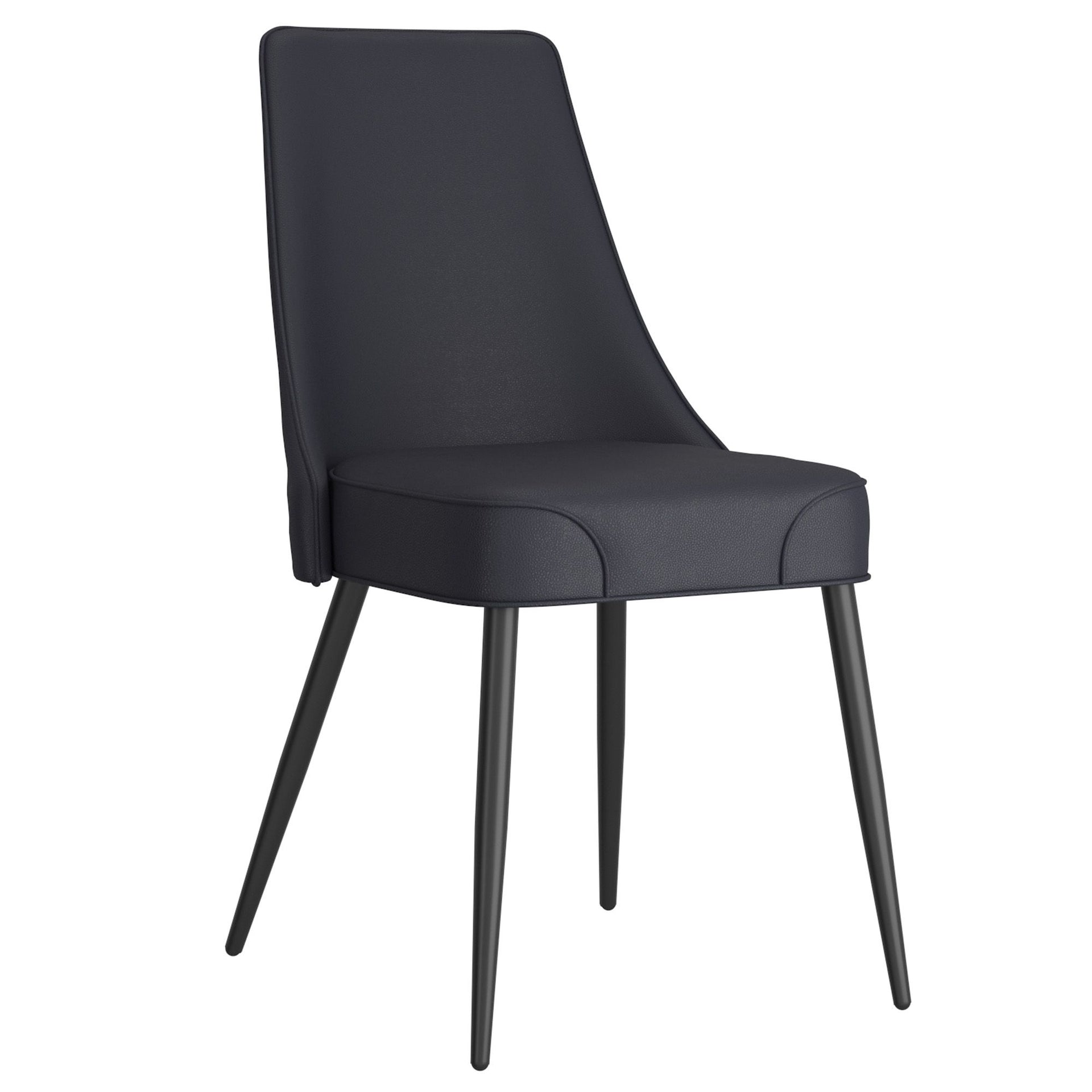 Koda Dining Chair, Faux Leather, Set Of 2, Black