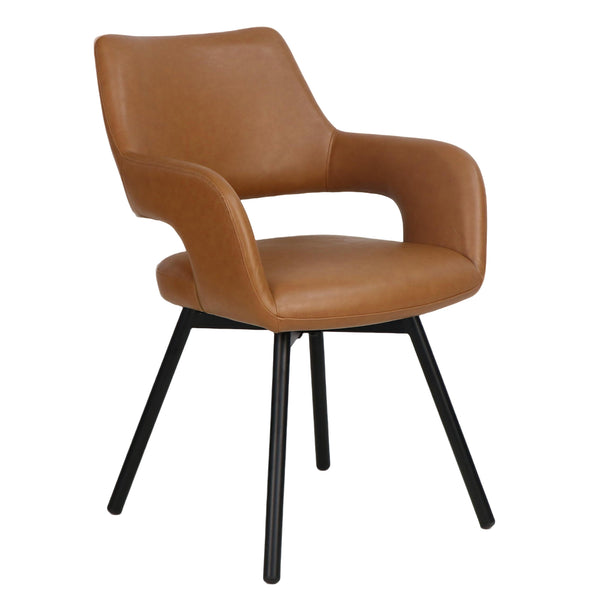 Yara Swivel Dining/Accent Chair, Set of 2 - Camel/Black