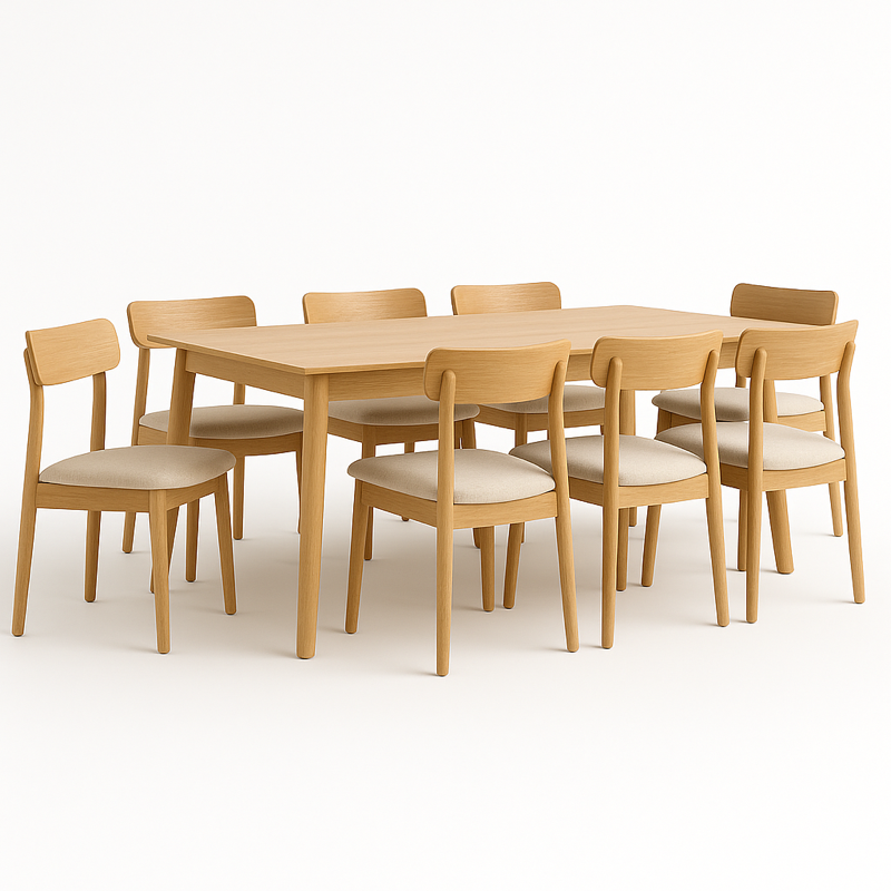 Sara Rectangular Oak Dining Set - 6-Piece (Table + 6 Chairs)