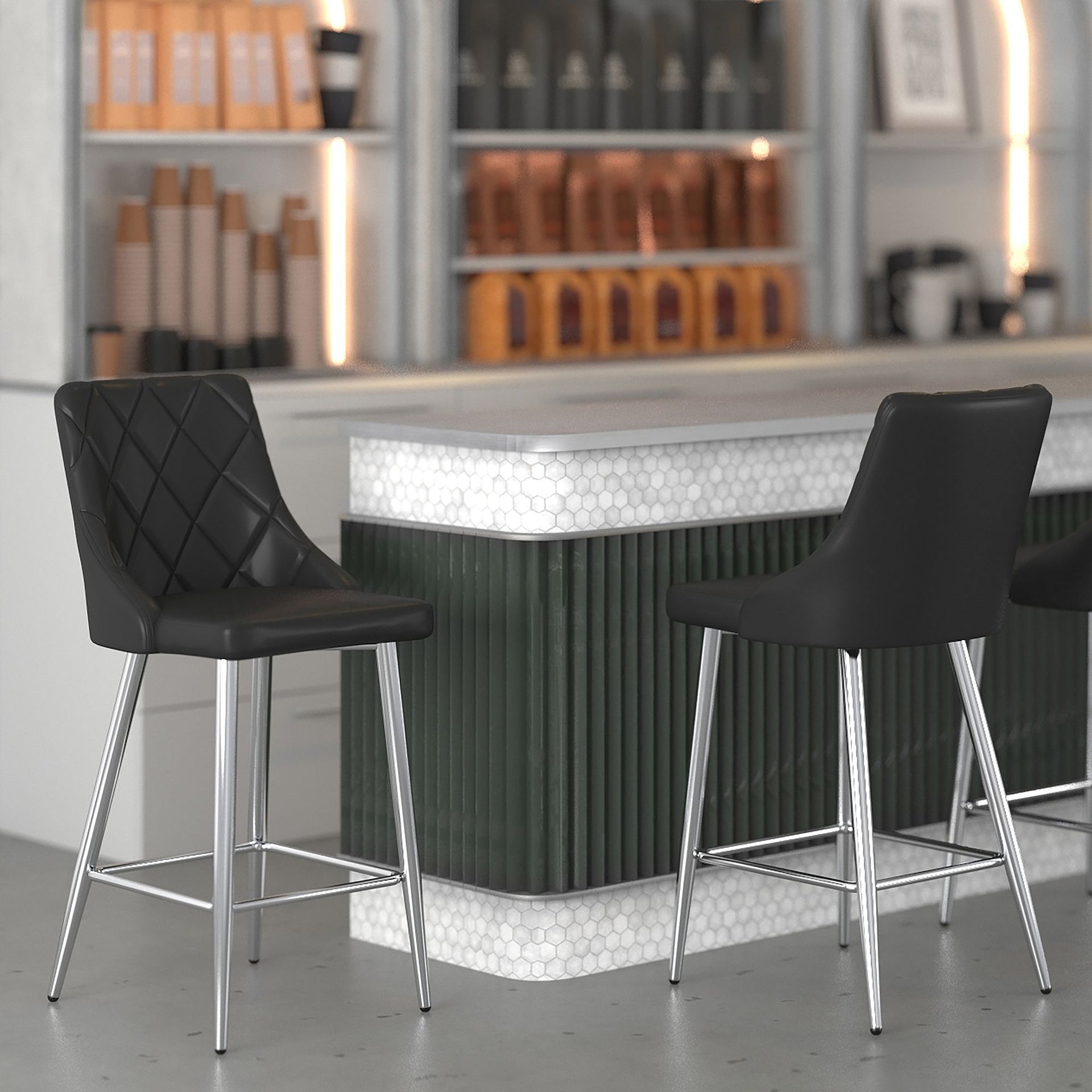 Devo 26" Counter Stool, Set Of 2, Black
