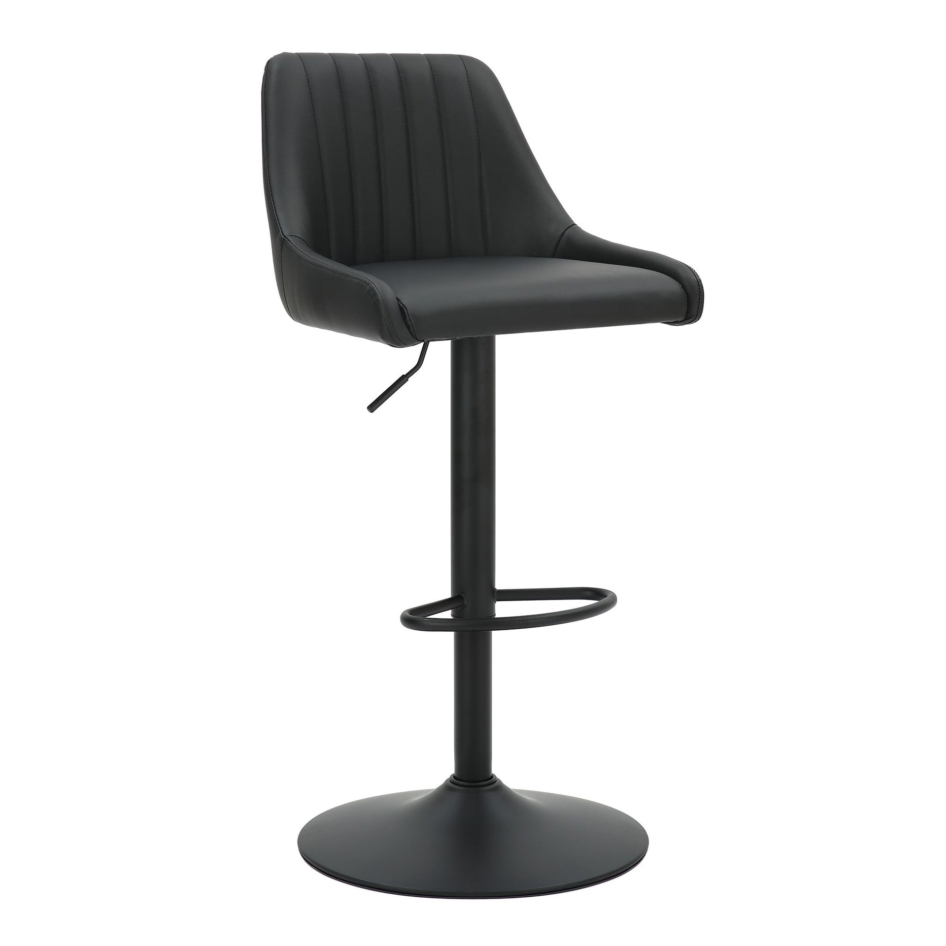 Kron Air-Lift Stool, Faux Leather, Set Of 2, Black