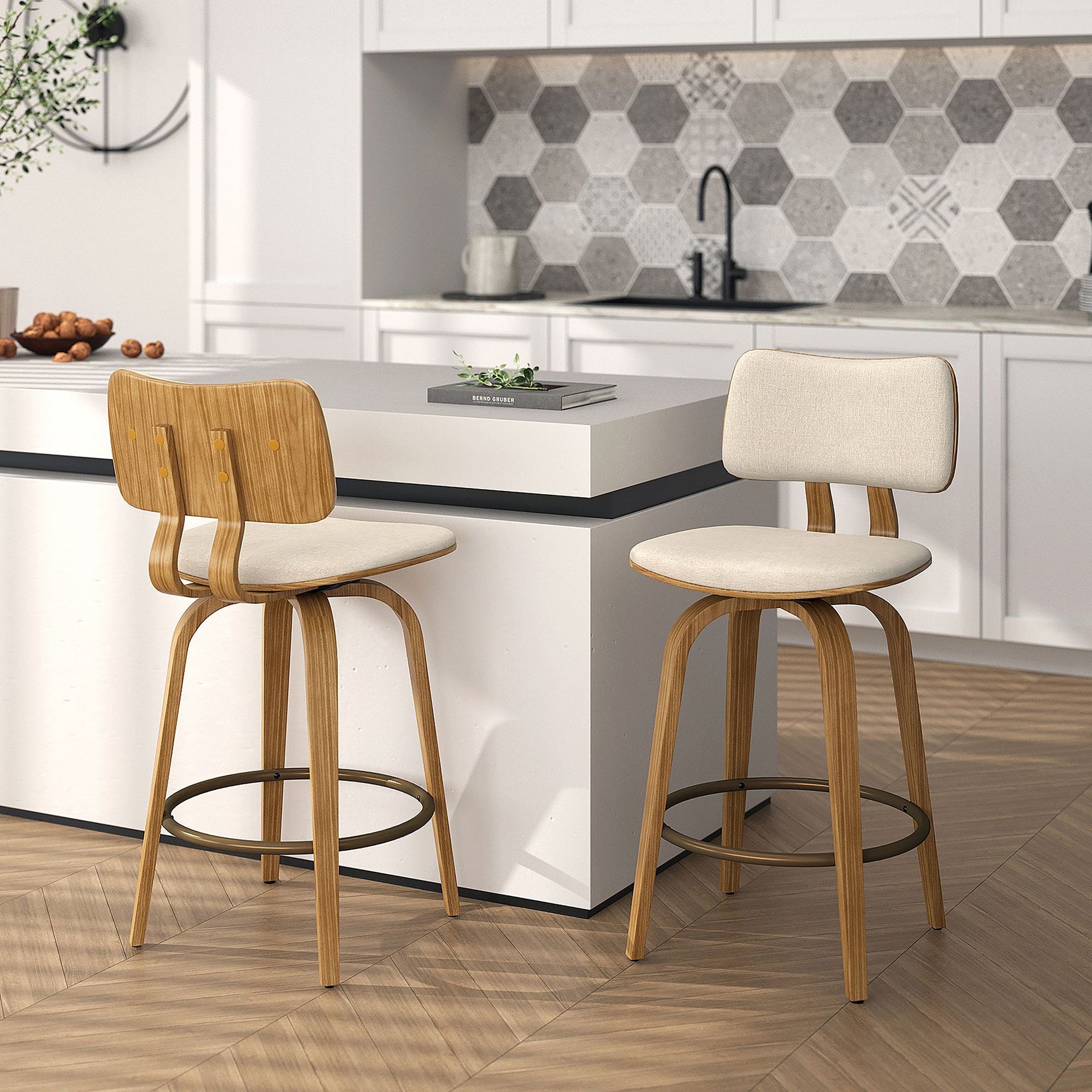 Zuni 26" Counter Stool W/Swivel, Fabric , Beige