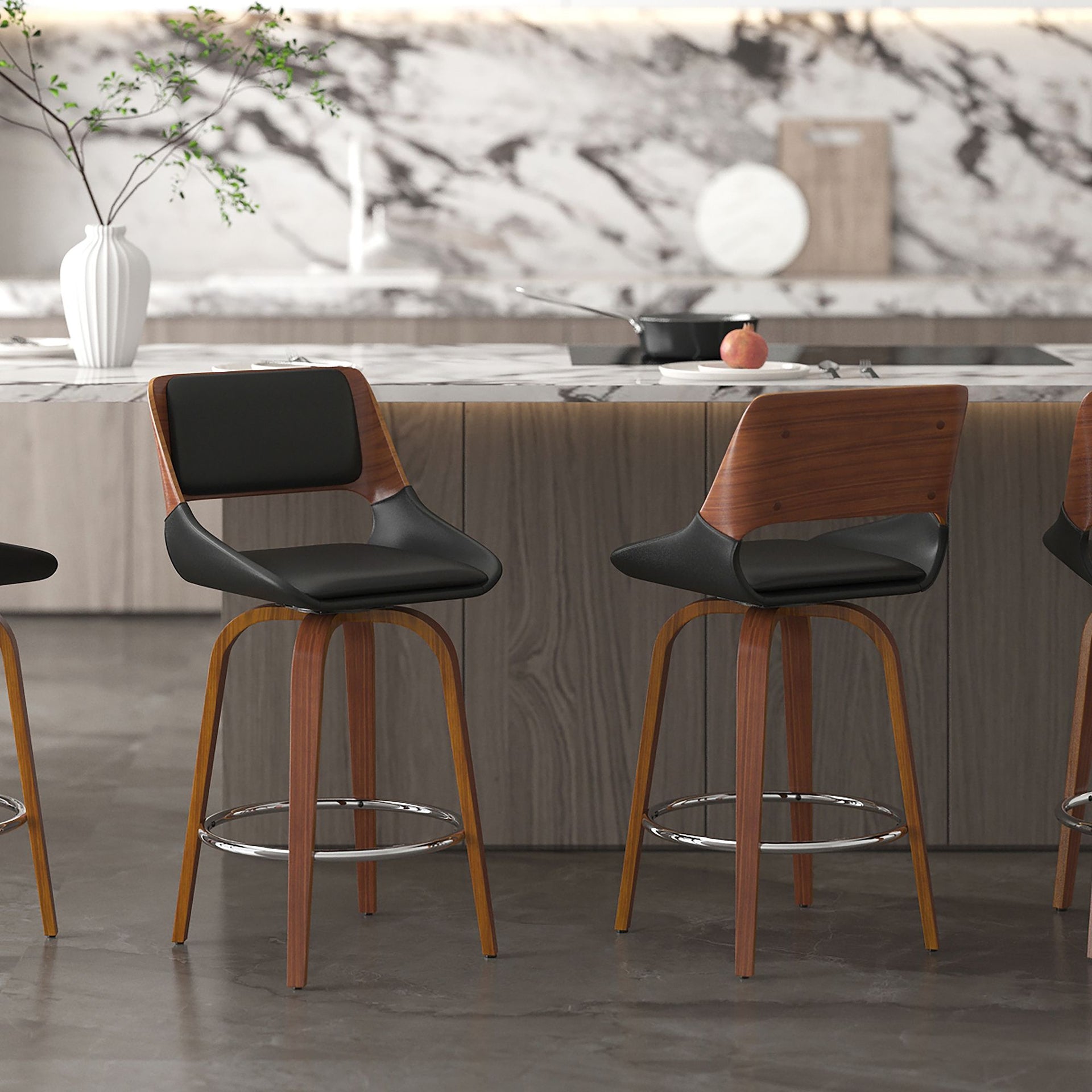 Hudson 26" Counter Stool W/Swivel, Pu, Black