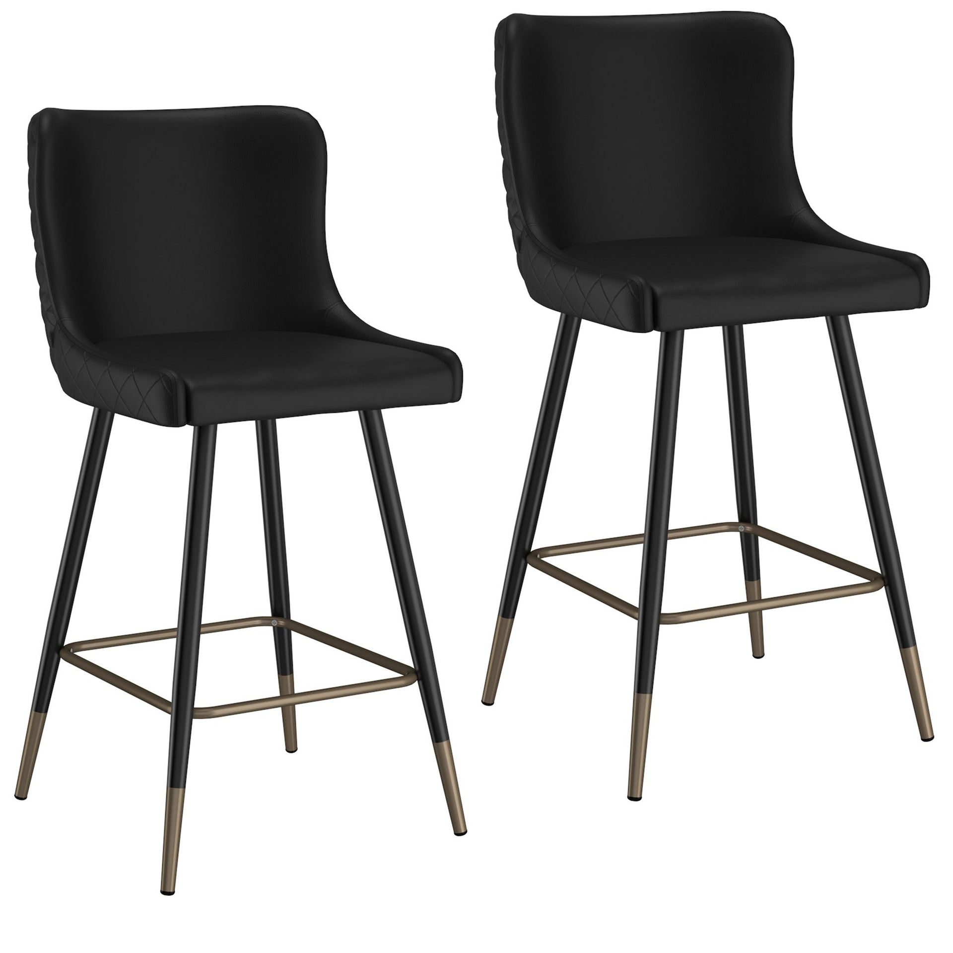 Axton Quilted Bar Stool – Set of 2 (Black)