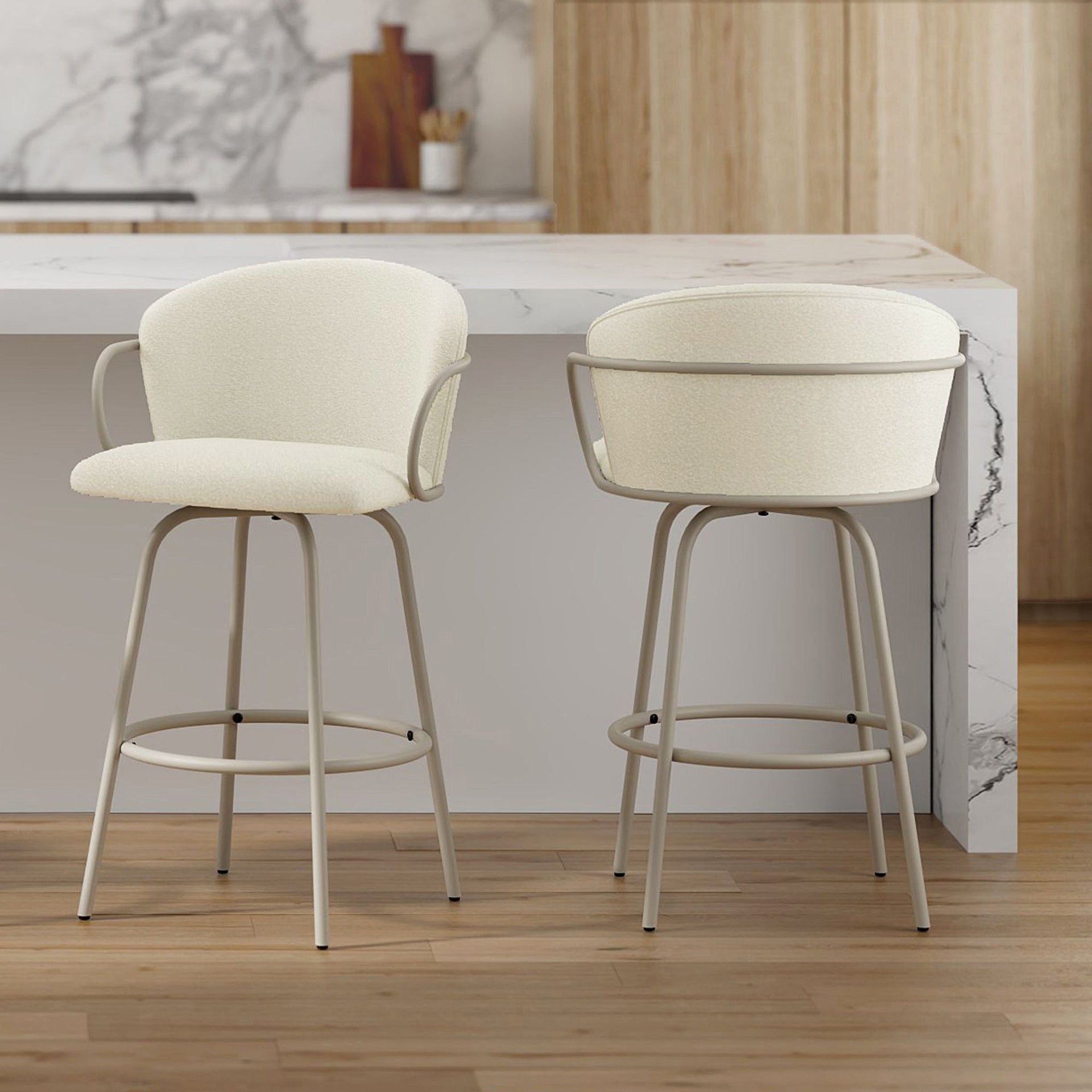 Kalani 26" Counter Stool W/Swivel, Set Of 2 , Beige