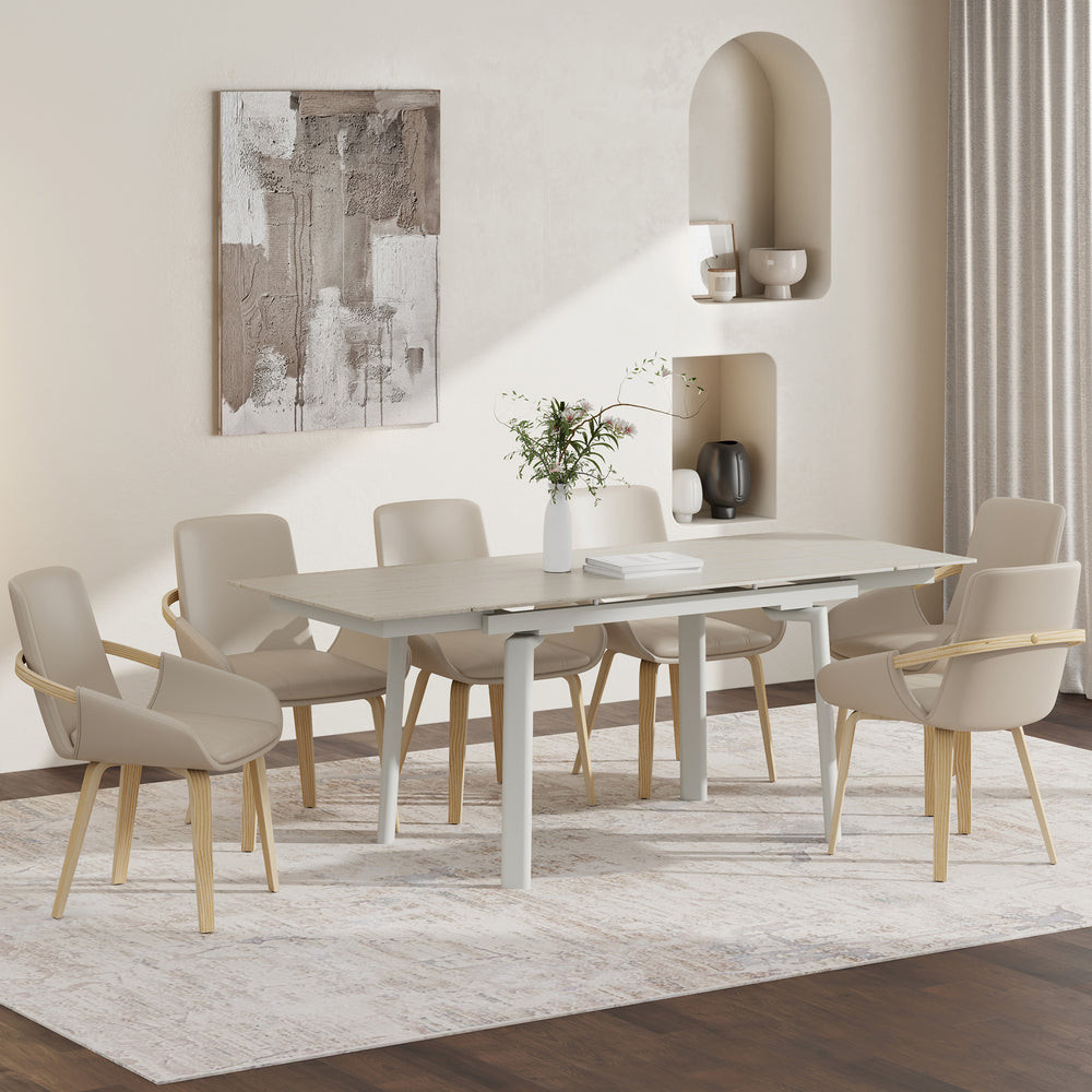 Anson/Beck 7-Piece Dining Set - Travertine And Cream/Sand