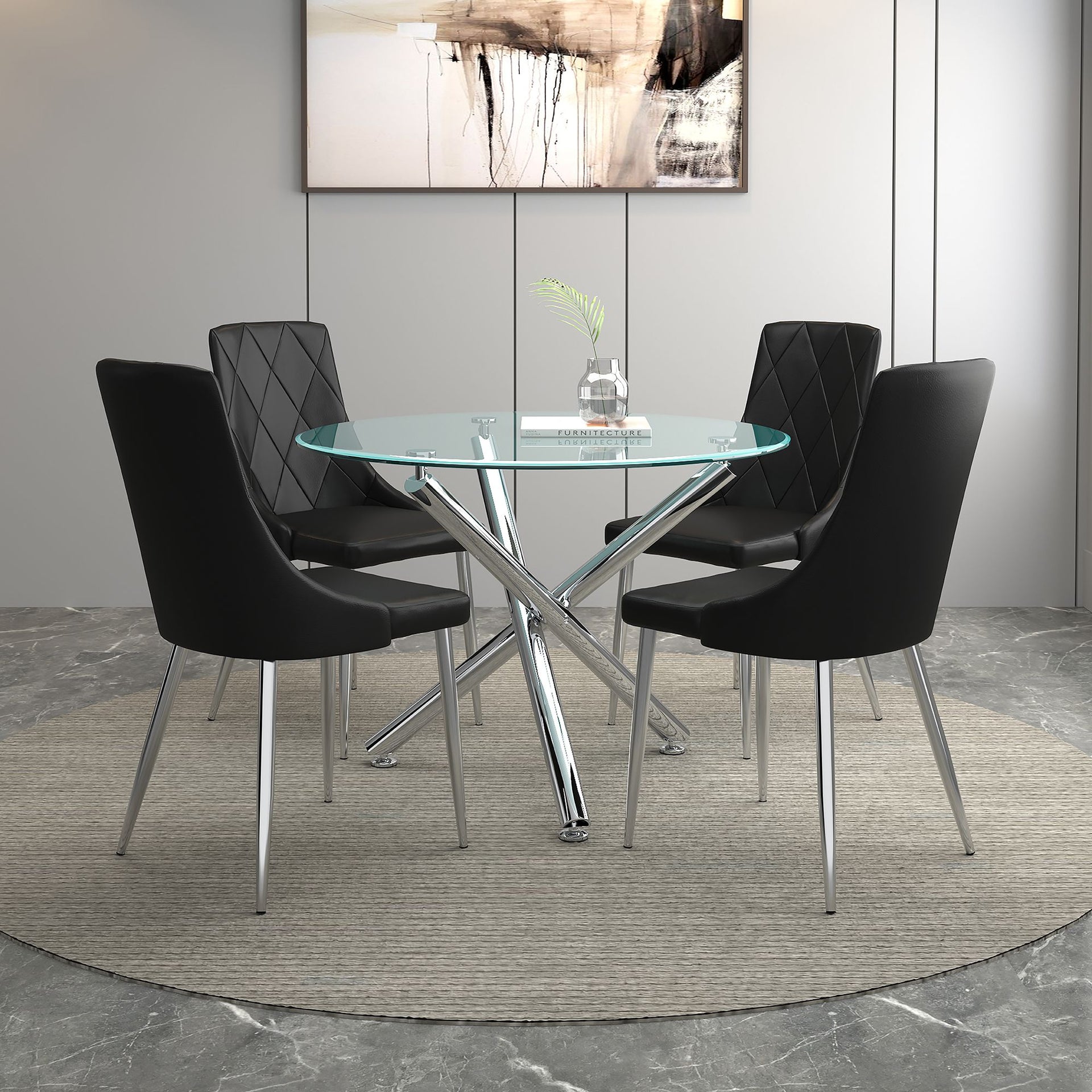 Solara/Devo 5Pc Dining Set, Black