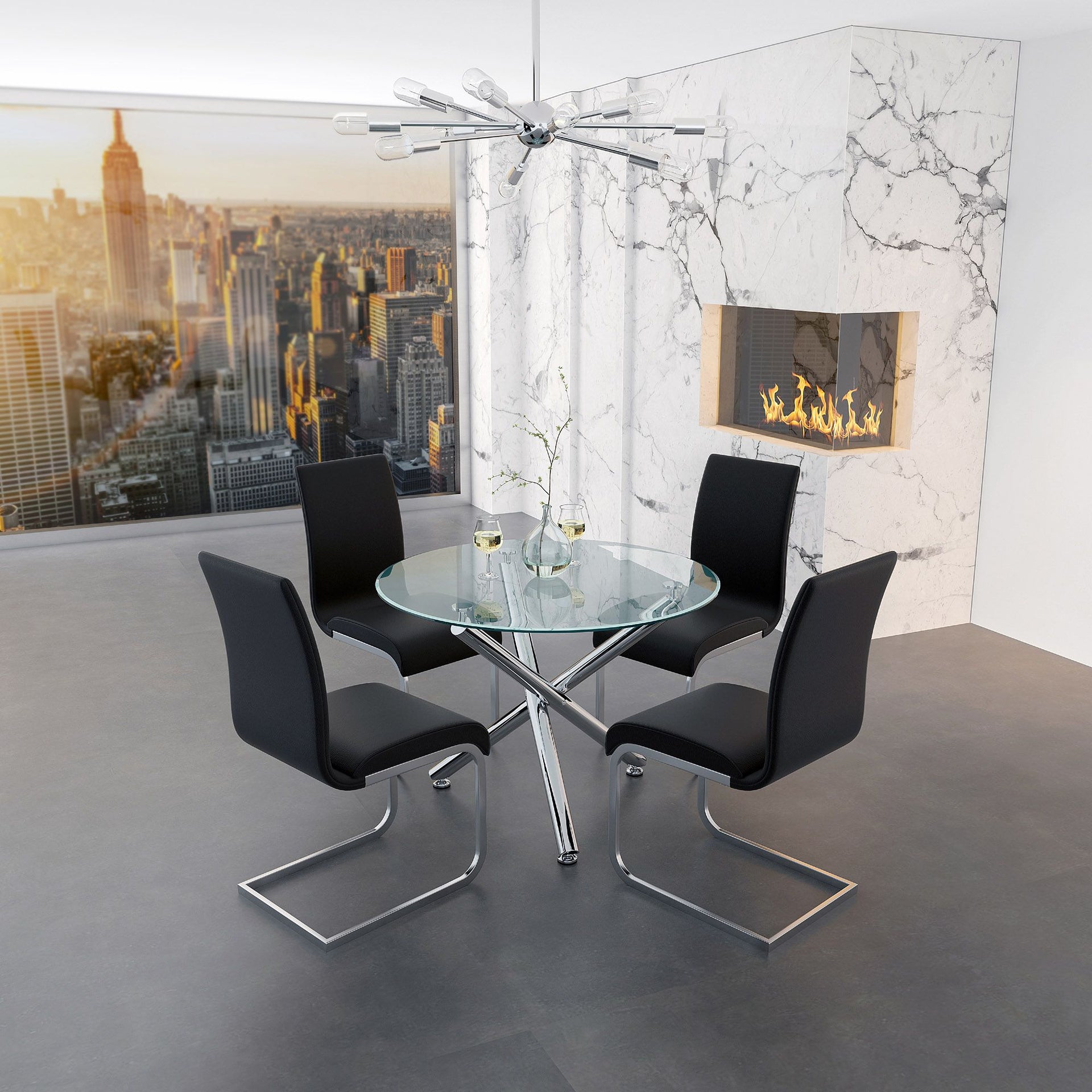 Solara/Maxim 5Pc Dining Set, Black