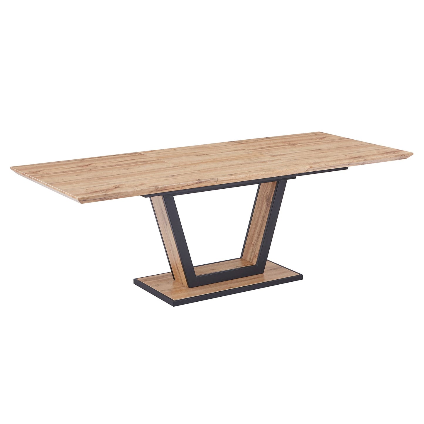 7-Piece Natural Wood Dining Set – V-Leg Table + Cantilever Chairs