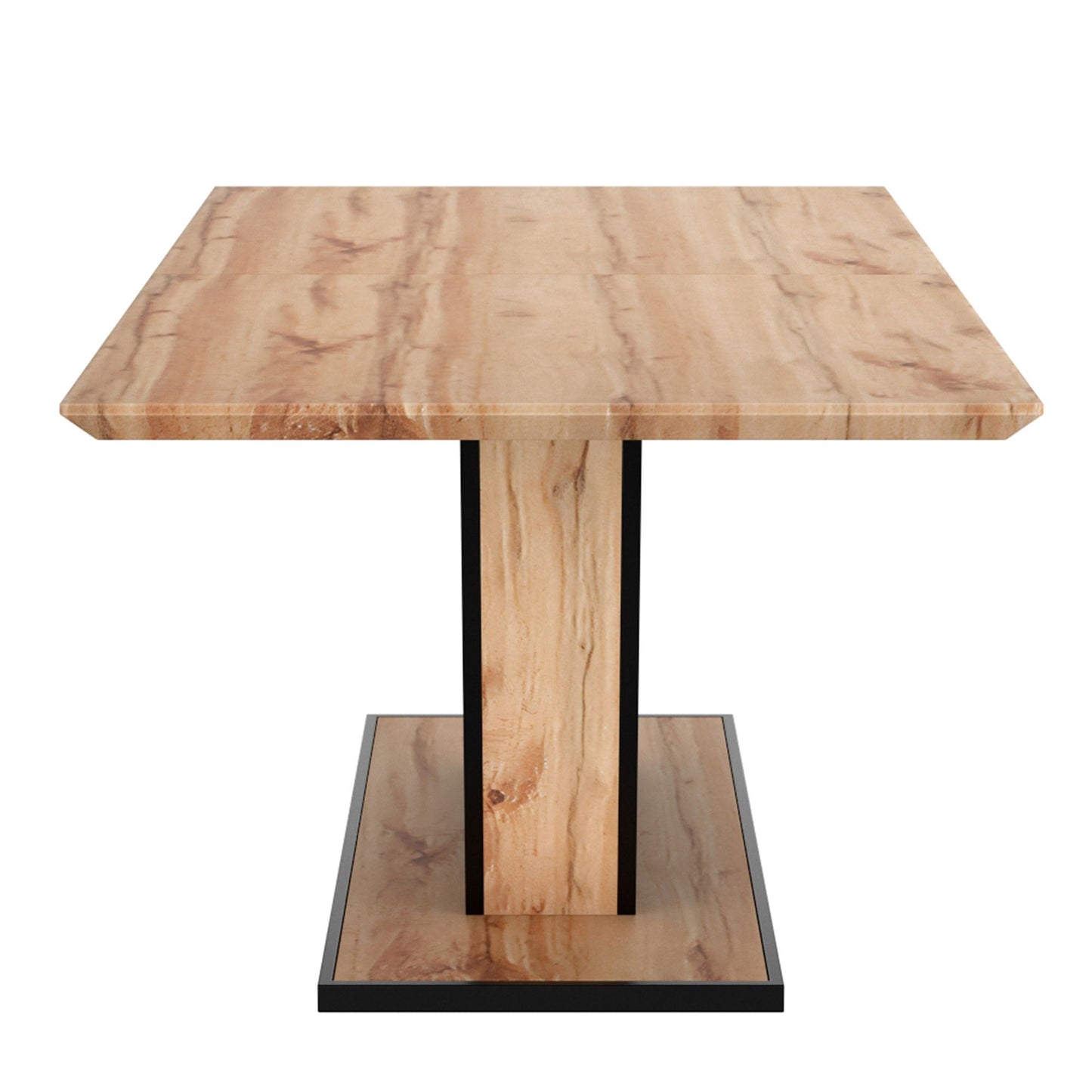 7-Piece Natural Wood Dining Set – V-Leg Table + Cantilever Chairs