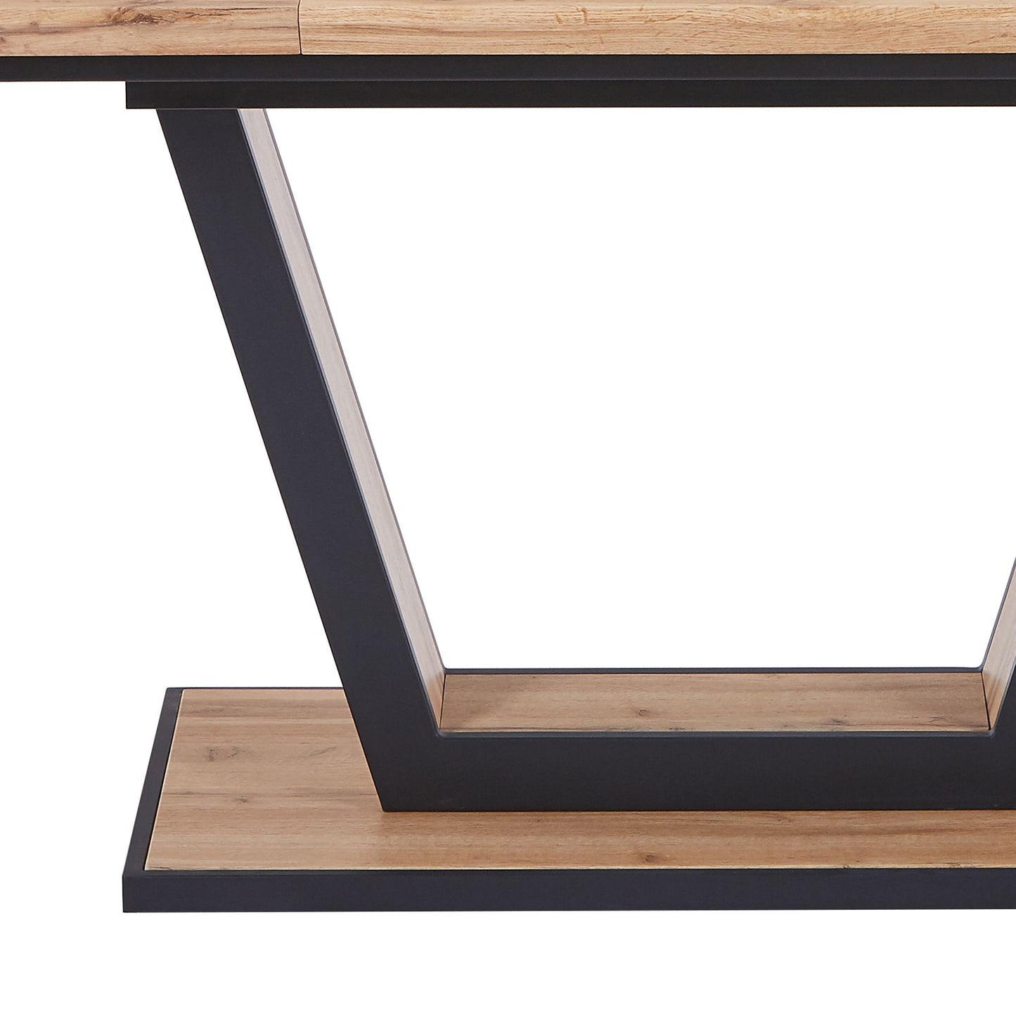 7-Piece Natural Wood Dining Set – V-Leg Table + Cantilever Chairs