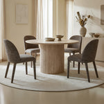 Alden/Fable 5-Piece Dining Set - Ivory And Travertine /Brown