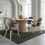 Alden/Halston 5-Piece Dining Set - Ivory And Travertine/Dark Taupe