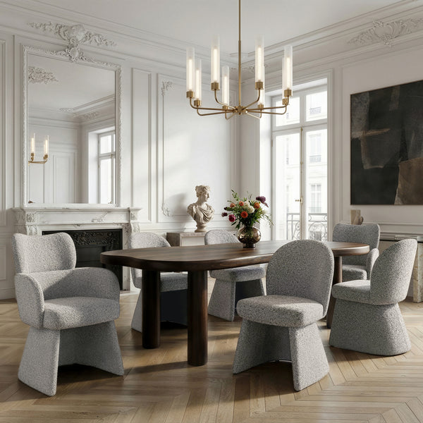 Vesper/Dahlke/Hollis 7-Piece Dining Set - Walnut/Beige