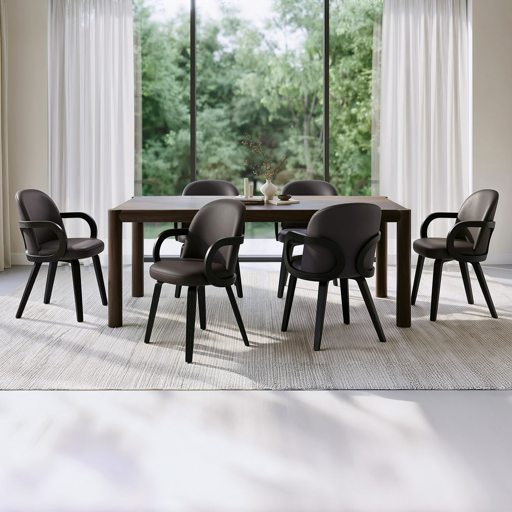 Whitley/Halston 7-Piece Dining Set - Mocha/Brown And Dark Walnut
