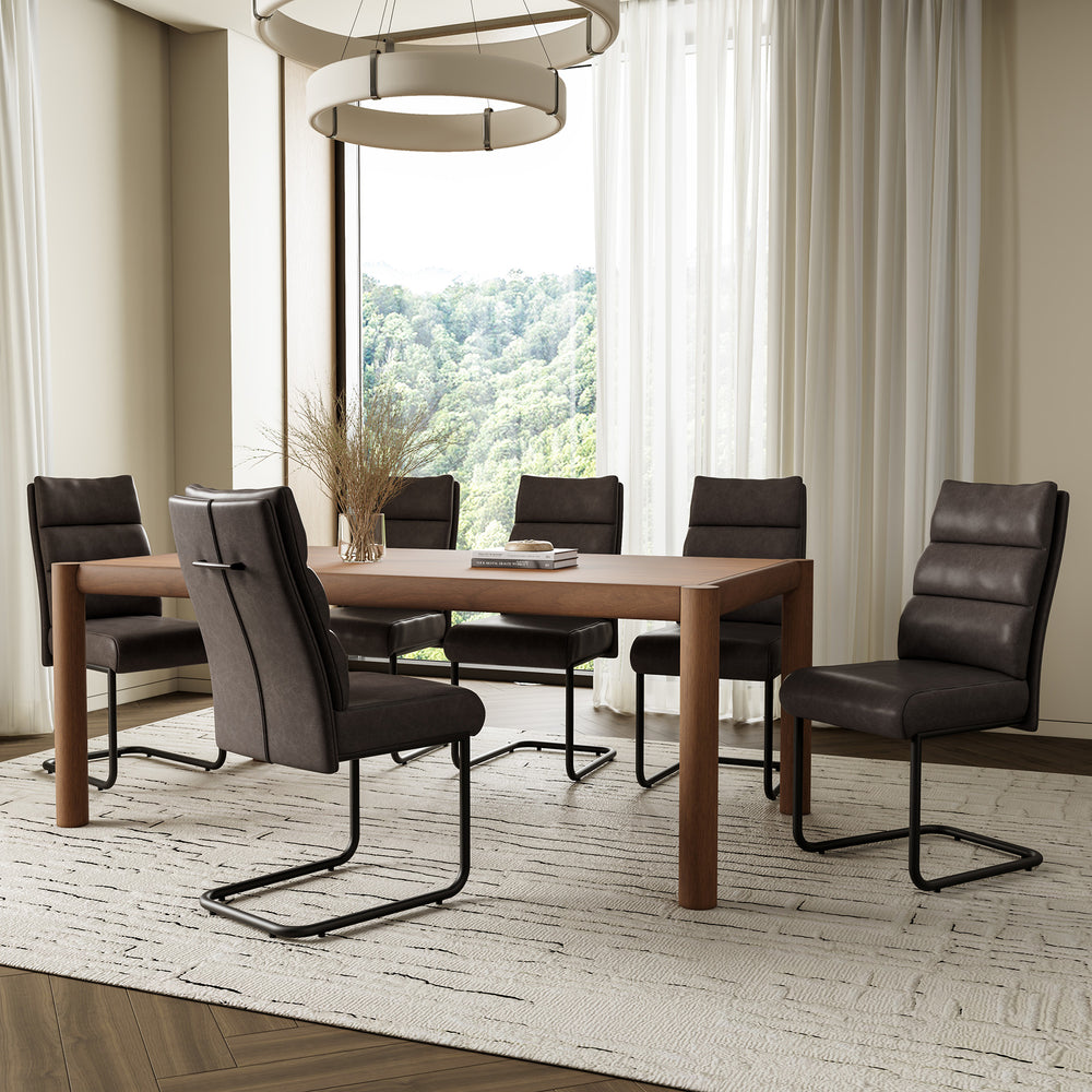 Whitley/Calla 7-Piece Dining Set - Walnut/Charcoal PU