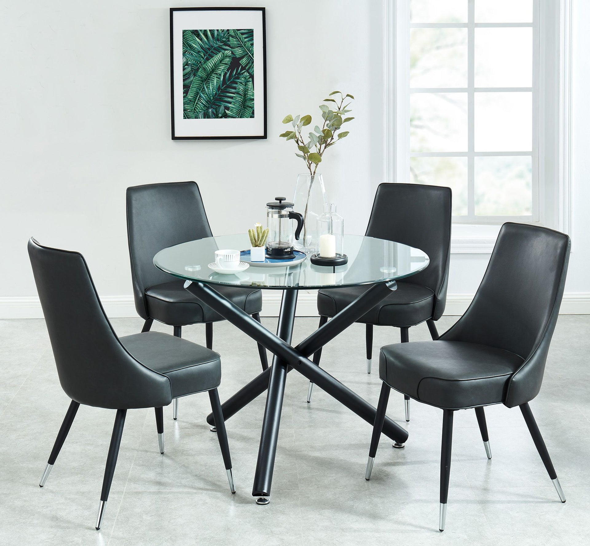 Suzette / Silvano Dining Set - 5-Piece Grey