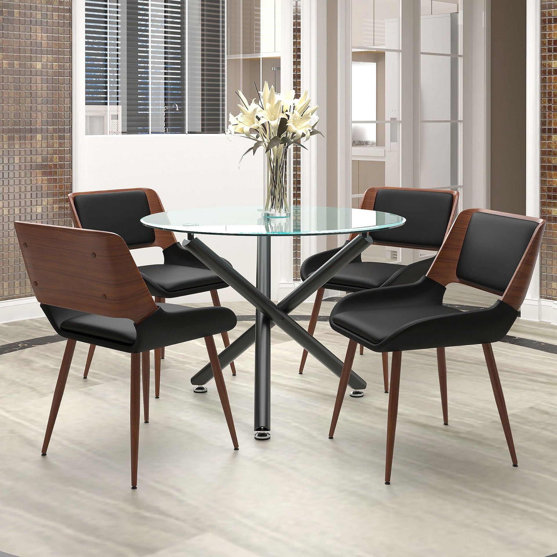 Suzette/Hudson 5Pc Dining Set, Black