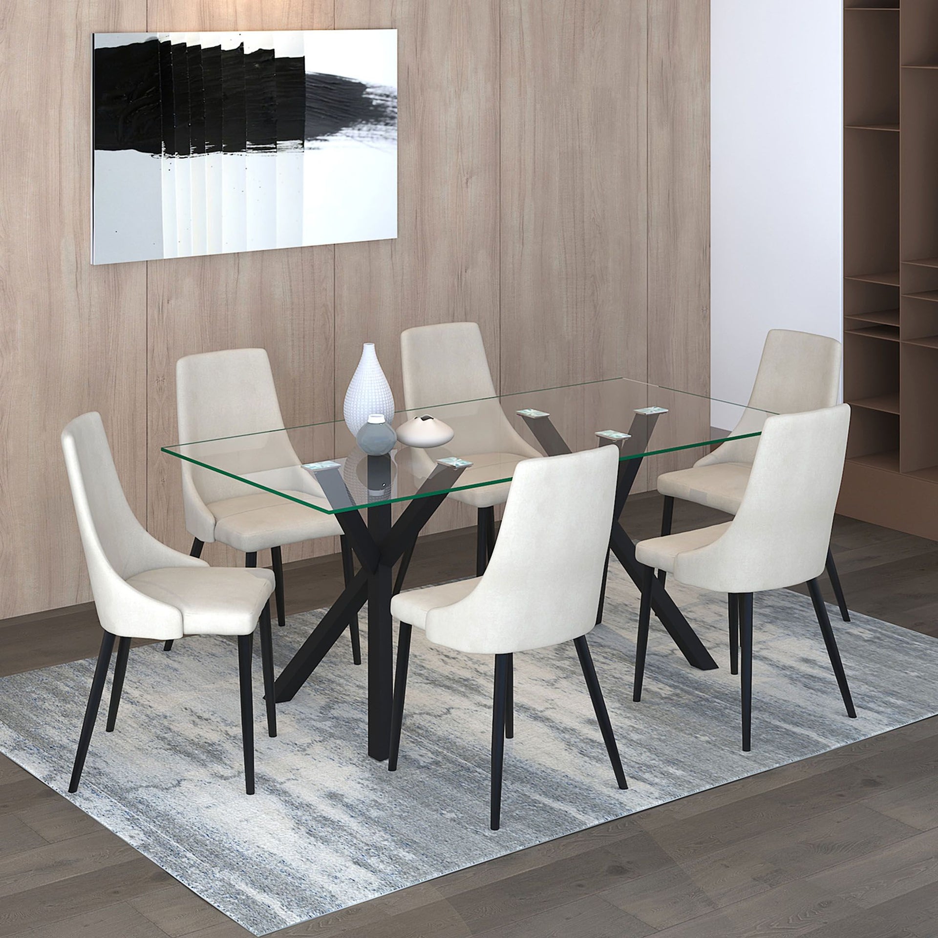 Stark/Venice 7Pc Dining Set, Beige