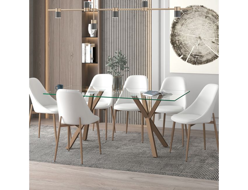 Stark/Cleo 7Pc Dining Set, Gold