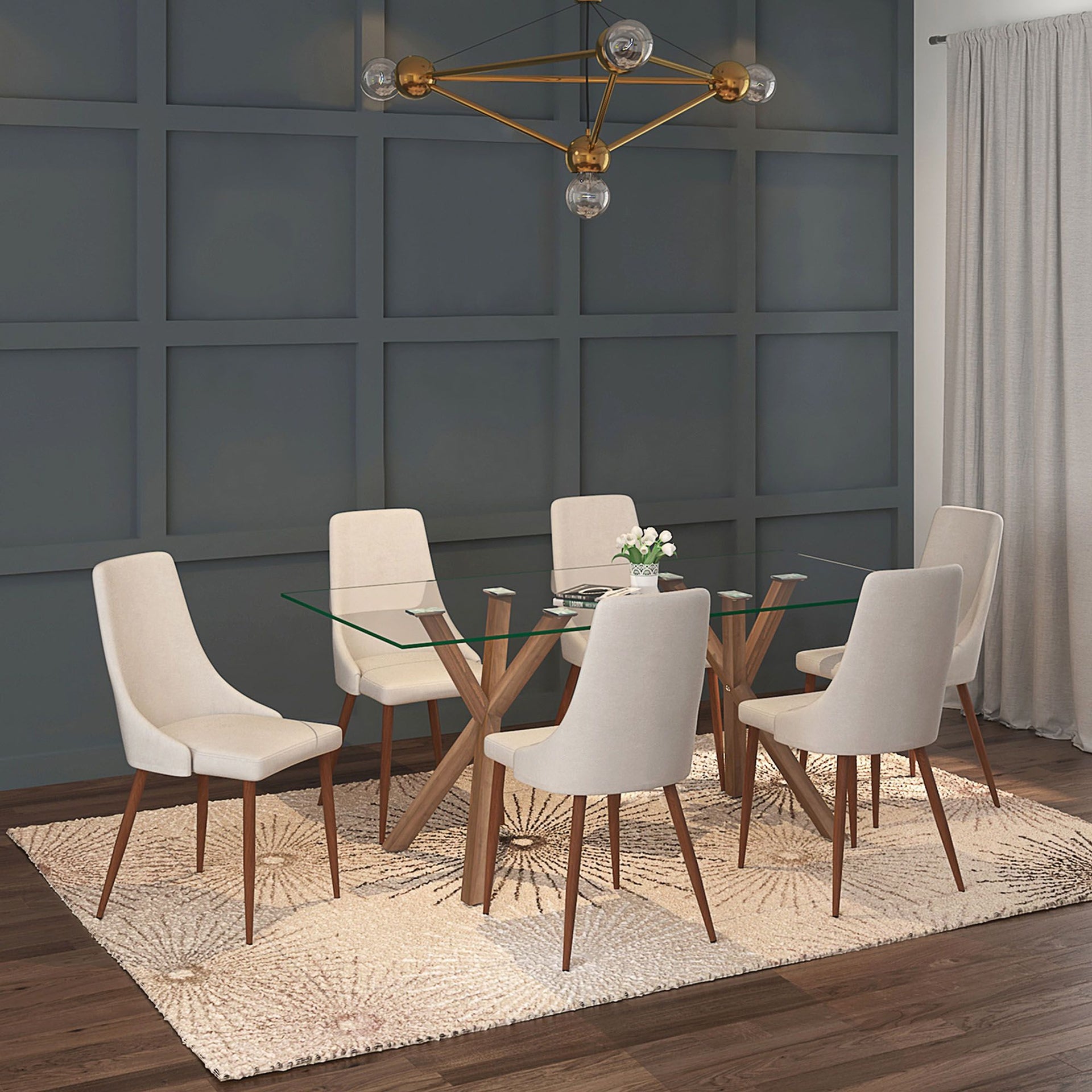 Stark/Cora 7Pc Dining Set, Beige